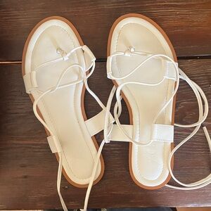 Size 7.5 strappy white leather sand sandals. J. Crew.